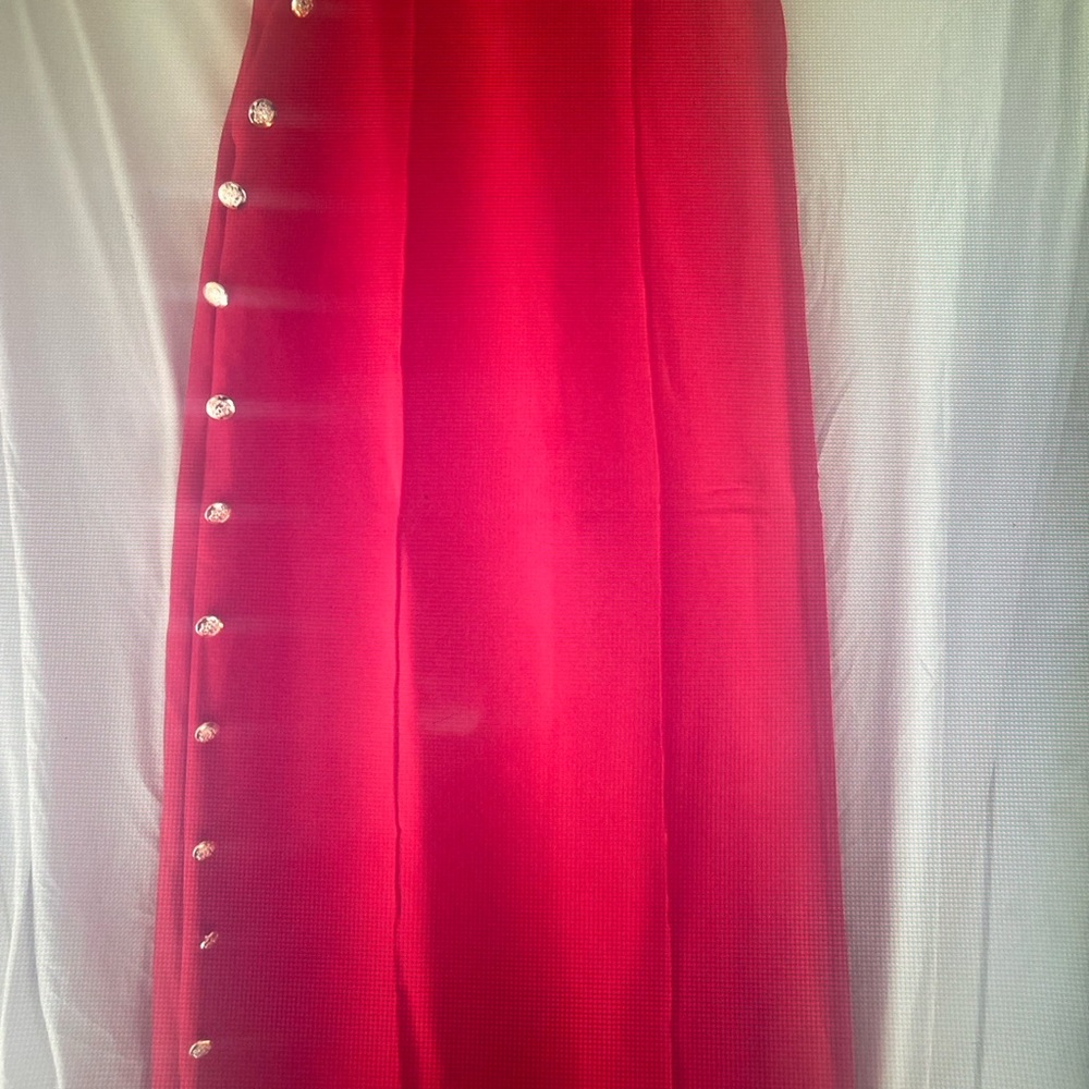 STYLEWE Red Maxi Skirt with Silver Buttons